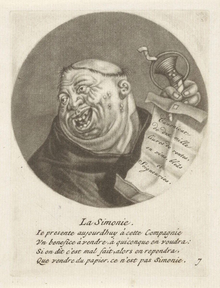 Monnik met een rol papier by Jacob Gole, print, 1670-1724