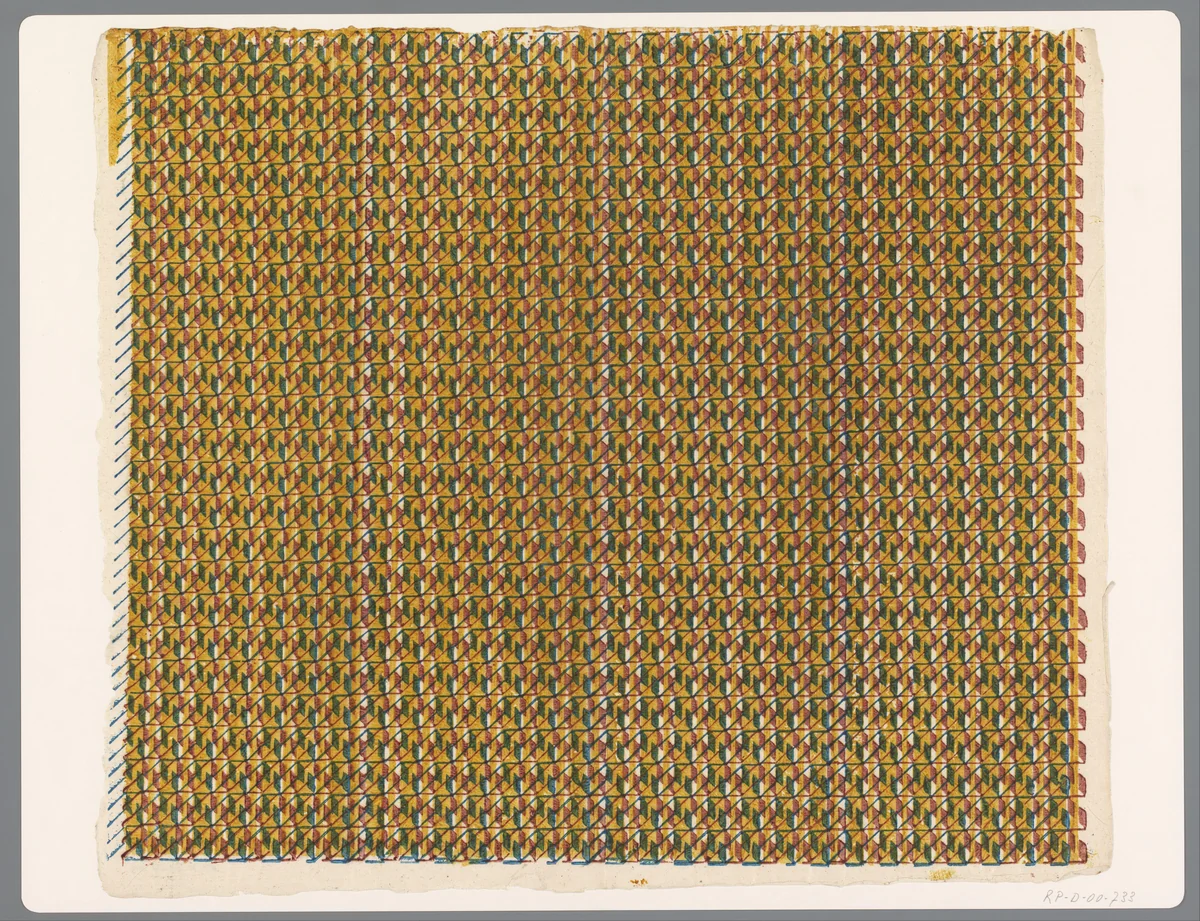 Blad met regelmatig patroon van parallellogrammen met diagonale lijnen by anonymous, print, 1750-1900