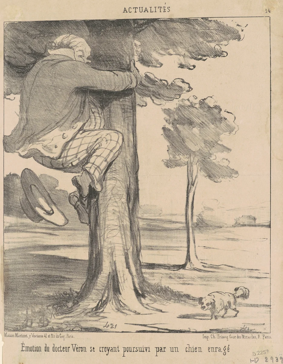 Emotion du docteur Véron ... by Honoré Daumier, print, 1852