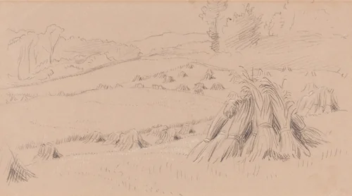 The Harvest Field by John Linnell, drawing, 1860