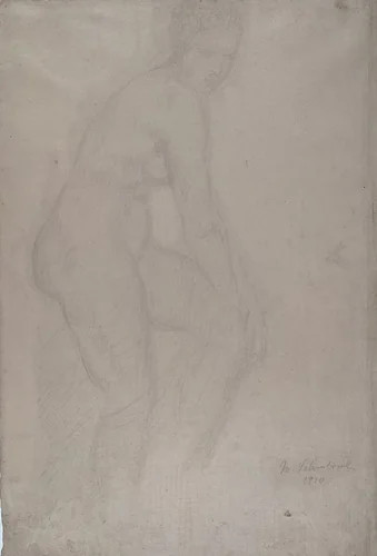 Standing Nude Model, Facing Right by Wilhelm Lehmbruck, drawing, 1910
