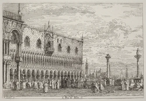 La Piera del Bando. V. [lower right] by Canaletto, print, 1735-1746
