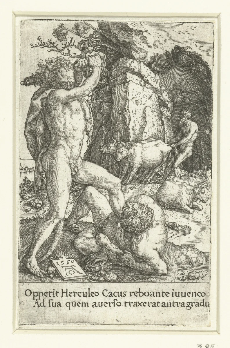 Hercules doodt Cacus by Unknown, print, 1550
