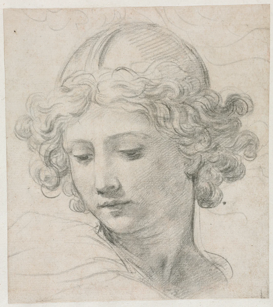 Study for the Head of St. Michael by Pietro da Cortona, drawing, 1633
