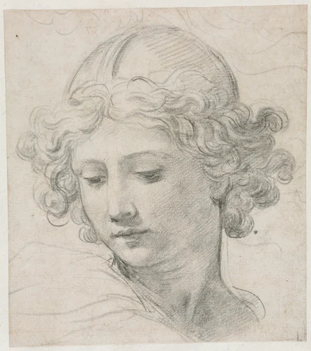 Study for the Head of St. Michael by Pietro da Cortona, drawing, 1633