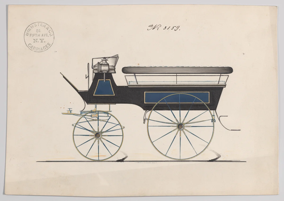 Design for a Wagonette, no. 3159 by Brewster & Co., drawing, 1875