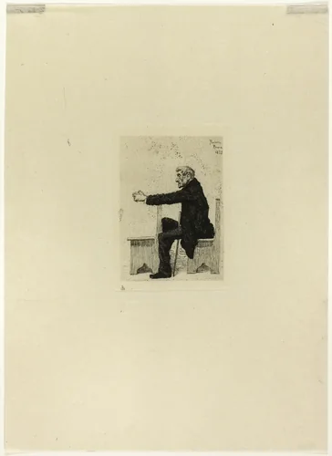 Old man in church by Antonio Piccinni, print, 1875