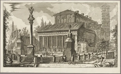 View of the Basilica of S. Lorenzo fuori delle Mura [S. Lorenzo outside the Walls], from Views of Rome by Giovanni Battista Piranesi, print, 1750-1759