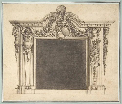 Design for a Mantelpiece with the Arms of Bavaria (?) by anonymous, drawing, 1800-1900