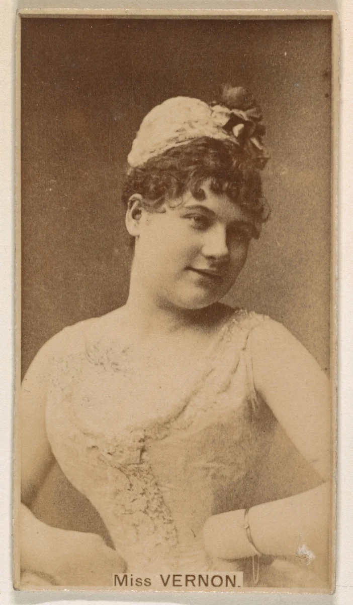 Miss Vernon, from the Actresses series (N245) issued by Kinney Brothers to promote Sweet Caporal Cigarettes by Kinney Brothers Tobacco Company, photograph, 1890