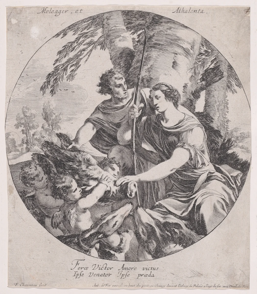 Meleager and Atalanta by François Chauveau, print, 1638-1648