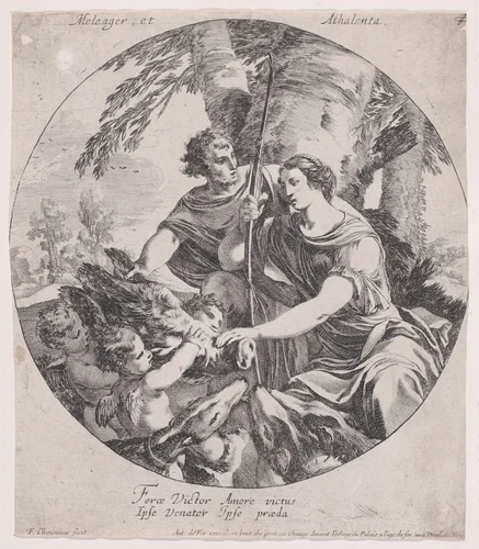 Meleager and Atalanta by François Chauveau, print, 1638-1648