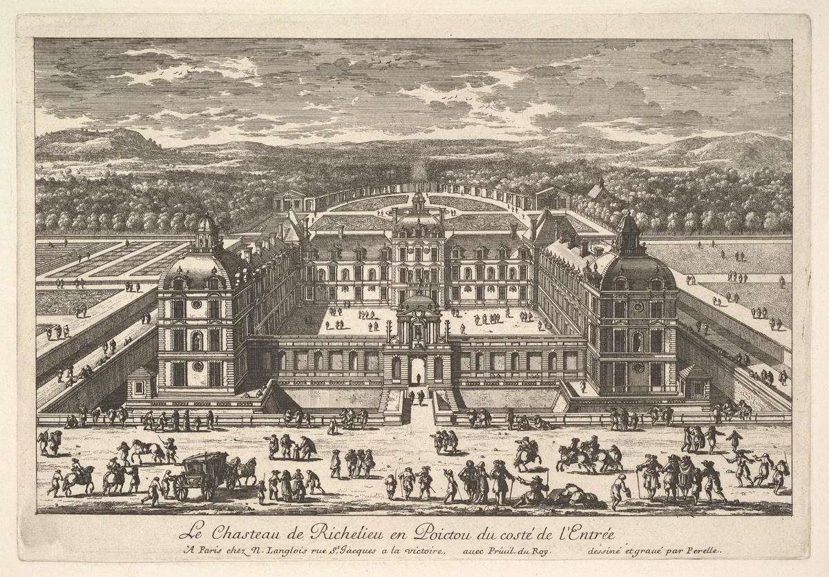 Le Château de Richelieu en Poictou du Côté de l'Entrée by Adam Perelle, print, 1640-1695