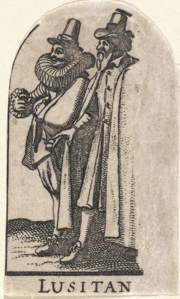 Twee mannen met hoeden by Claes Jansz Visscher, print, 1596-1630
