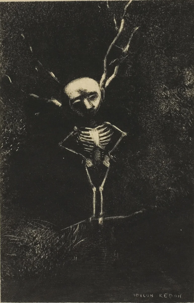 In the Maze of Branches, the Pale Figure Appeared, plate 2 of 7 by Odilon Redon, print, 1887