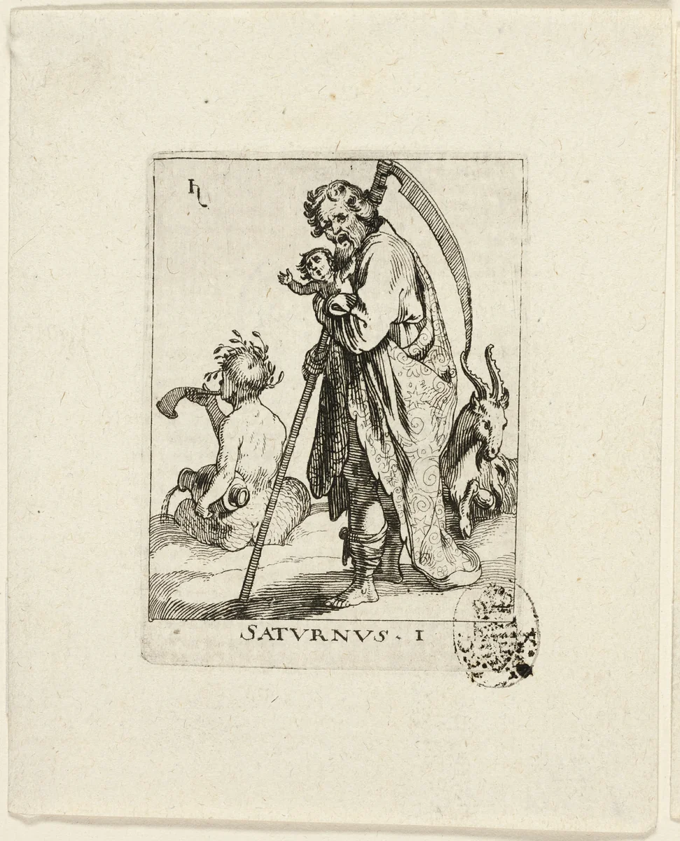 Saturnus, plate one from Der VII Planeten by Conrad Meyer, print, 1638-1689