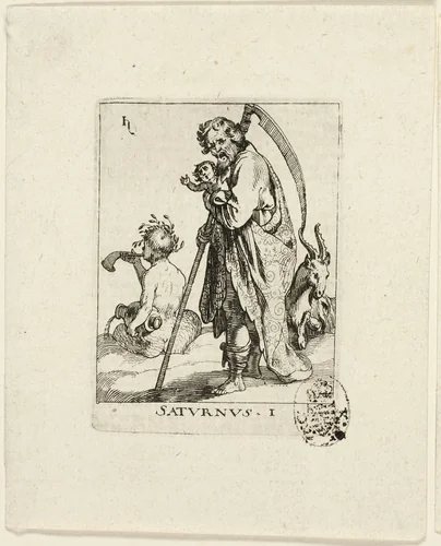 Saturnus, plate one from Der VII Planeten by Conrad Meyer, print, 1638-1689