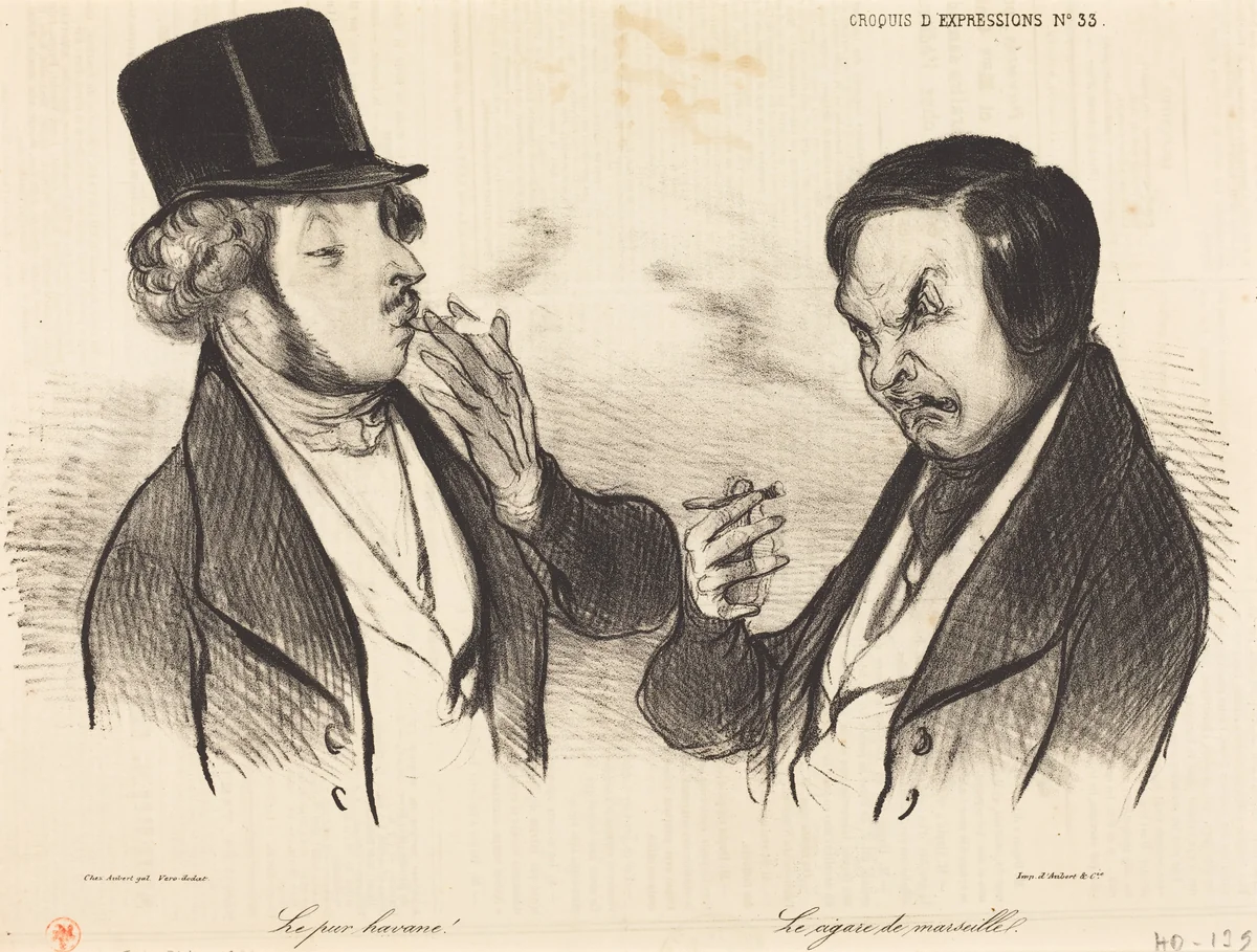 Le pur havane! Le cigare de marseille by Honoré Daumier, print, 1838