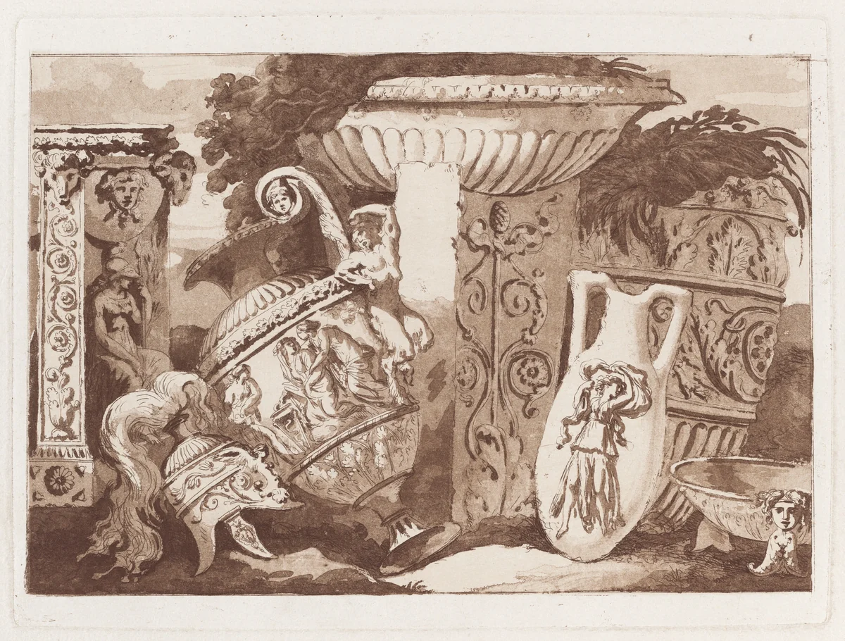 Composition with Antique Fragments by Jean Jacques Lagrenée, print, 1777-1787