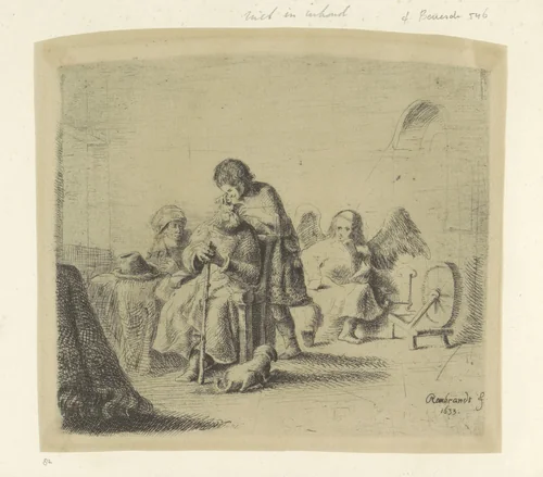 Genezing van de blinde Tobias by Ignace-Joseph de Claussin, book, 1776-1807