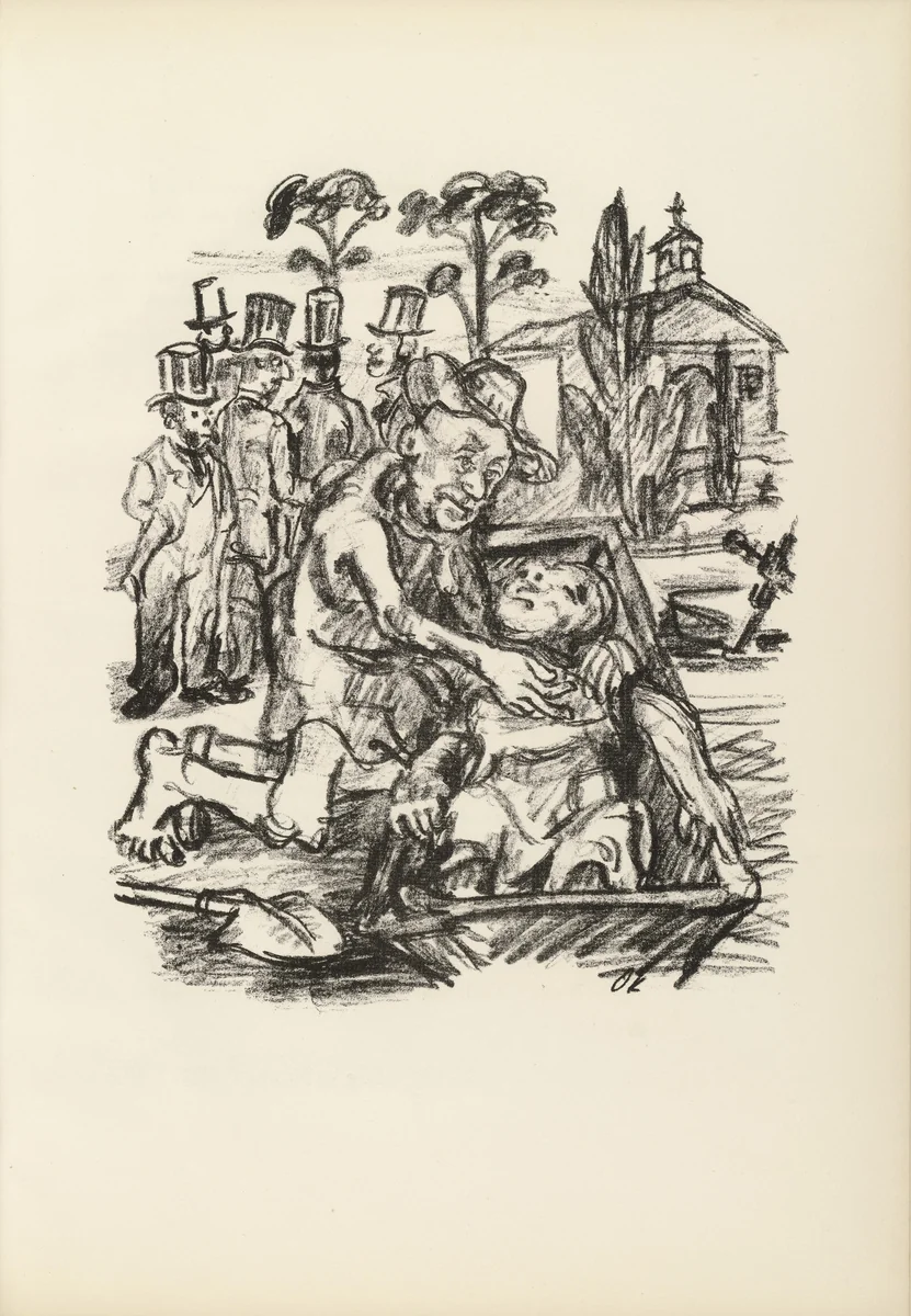 The Gentlemen in Mourning Dress (Die Herren in Trauerkleidung) (plate, page 49) from Hiob (Job) by Oskar Kokoschka, illustrated book, 1916