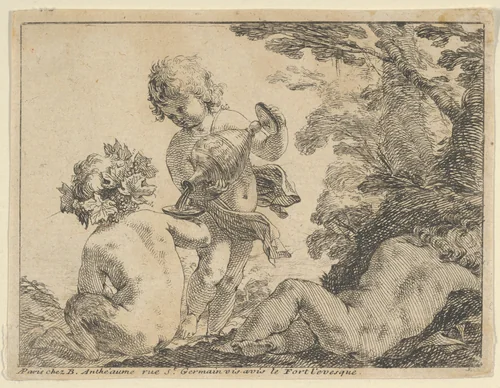 Bacchic Putti by anonymous, print, 1600-1699