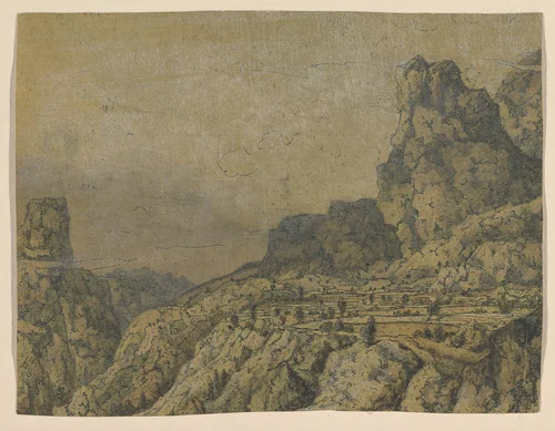 Mountain Valley with a Plateau by Hercules Segers, print, 1620-1630