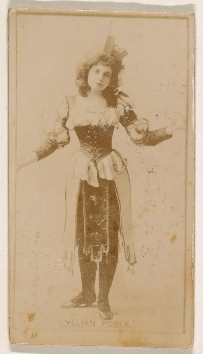 Lyllian Poole, from the Actresses series (N245) issued by Kinney Brothers to promote Sweet Caporal Cigarettes by Kinney Brothers Tobacco Company, photograph, 1890