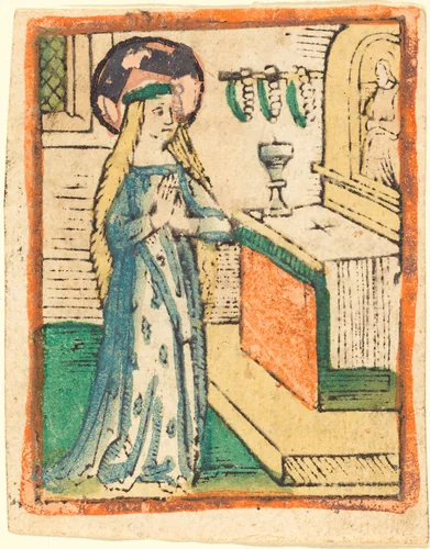 The Virgin in a Robe Embroidered with Ears of Corn by German 15th Century, print, 1470-1480