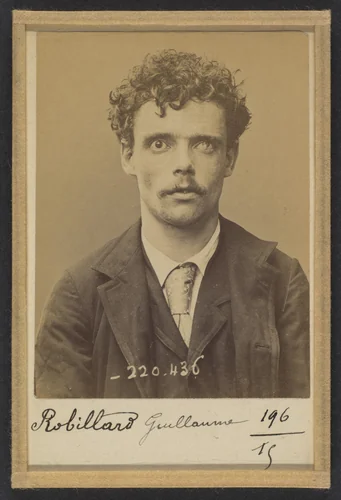 Robillard. Guillaume, Joseph. 24 ans, né le 17/11/68 à Vaucresson. Fondeur en cuivre. Anarchiste. 2/7/94. by Alphonse Bertillon, photograph, 1894