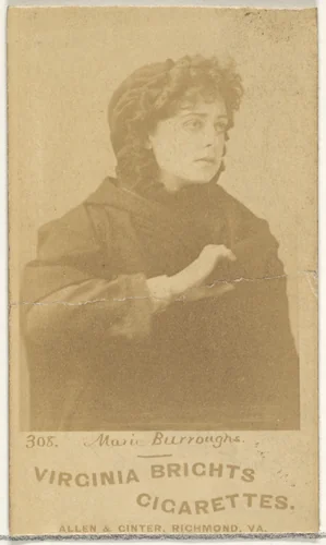 Card 308, Marie Burroughs, from the Actors and Actresses series (N45, Type 1) for Virginia Brights Cigarettes by Allen & Ginter, photograph, 1885-1891