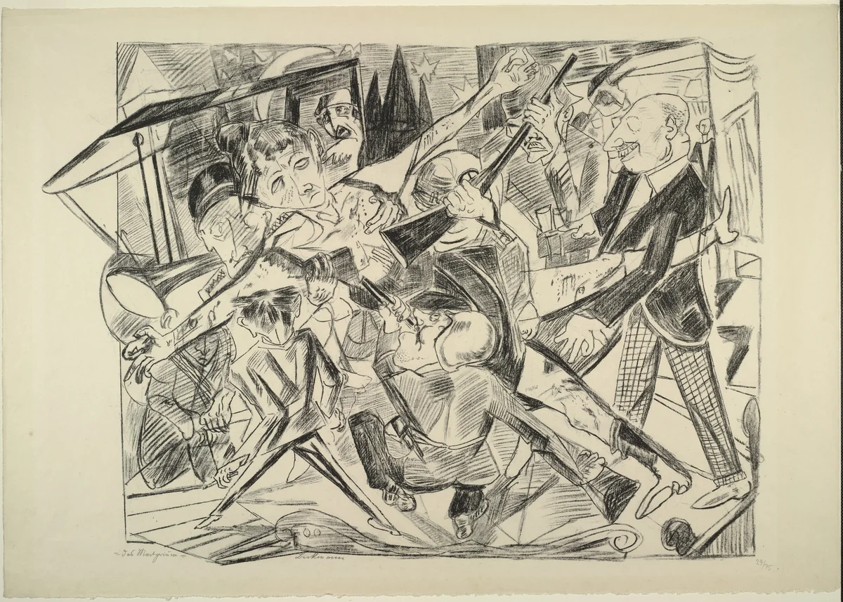 The Martyrdom (plate 4) [Das Martyrium (Blatt 4)] from Hell (Die Hölle) by Max Beckmann, print, 1919