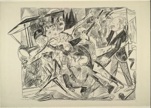 The Martyrdom (plate 4) [Das Martyrium (Blatt 4)] from Hell (Die Hölle) by Max Beckmann, print, 1919