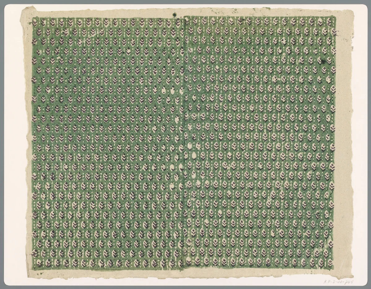 Blad met strooipatroon van bladmotief by anonymous, print, 1750-1950