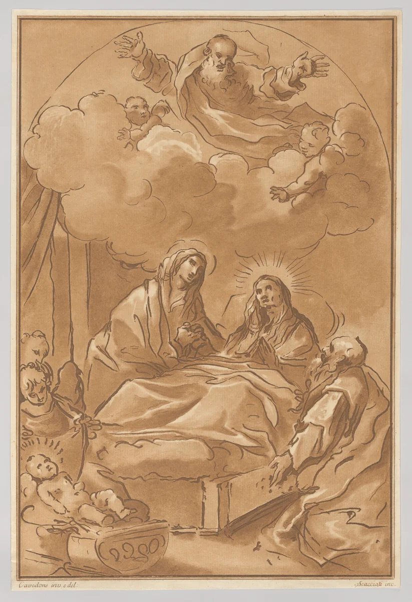 The Death of Saint Anne by Andrea Scacciati, print, 1766