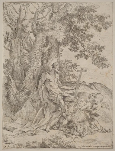 Saint Jerome by Pietro Testa, print, 1631-1637