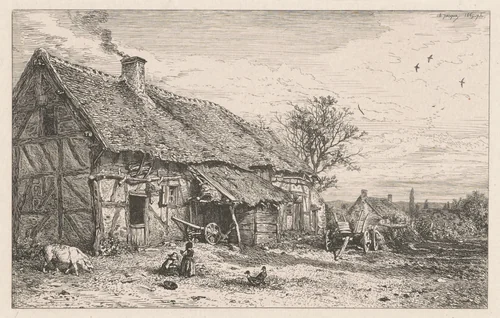 Peasant's House by Charles Émile Jacque, print, 1845