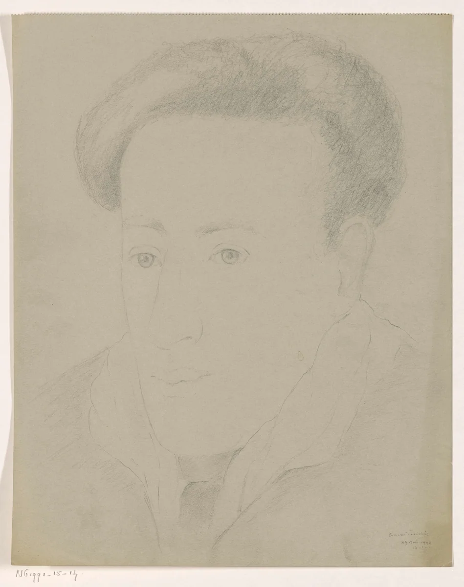 Zelfportret: B-1-1, 29 januari by Cor van Teeseling, drawing, 1942
