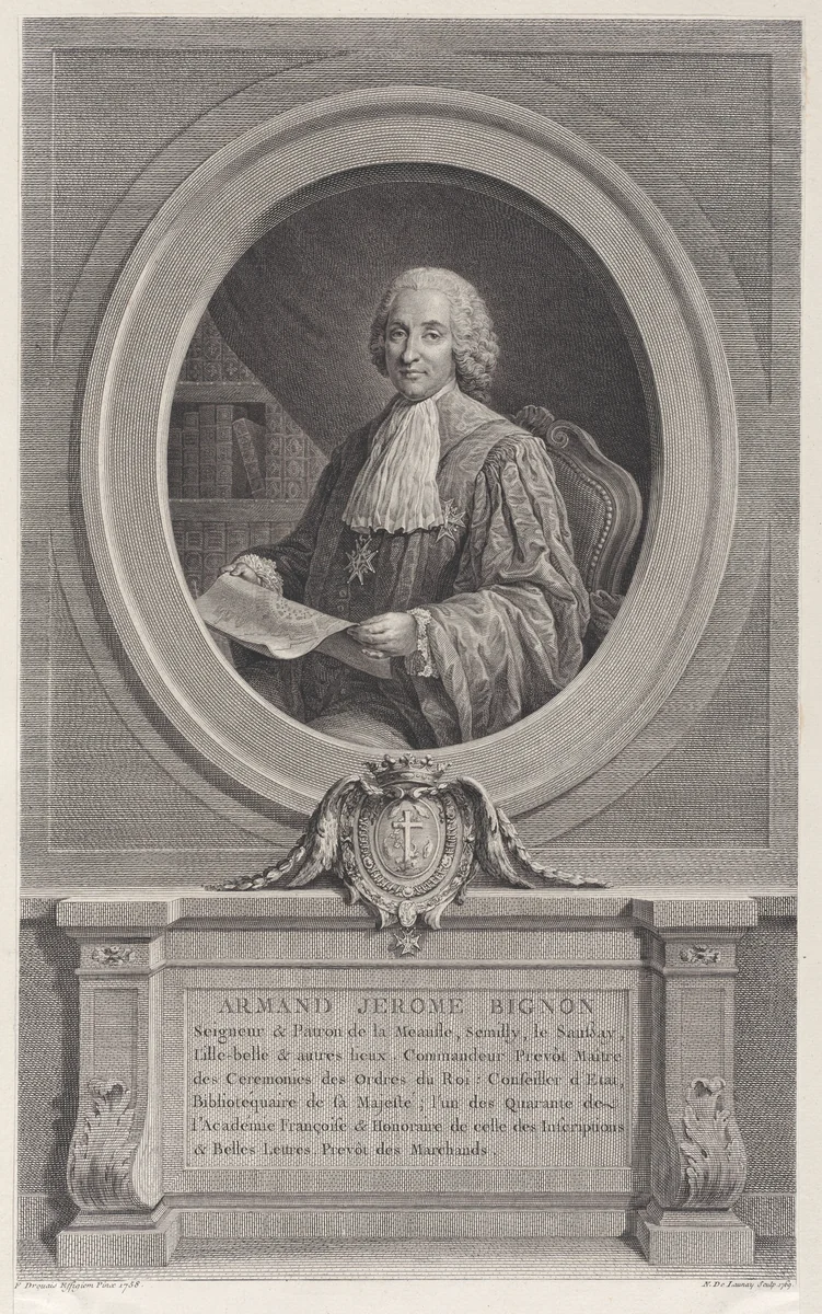 Portrait of Armand-Jérôme Bignon by Nicolas de Launay, print, 1769