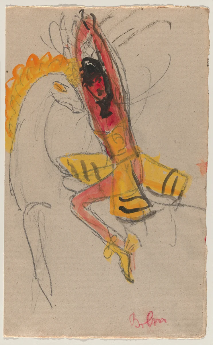 Costume design (Mars: Adolph Bolm) for artist's ballet Orphée of the Quat-z-arts by Florine Stettheimer, drawing, 1912