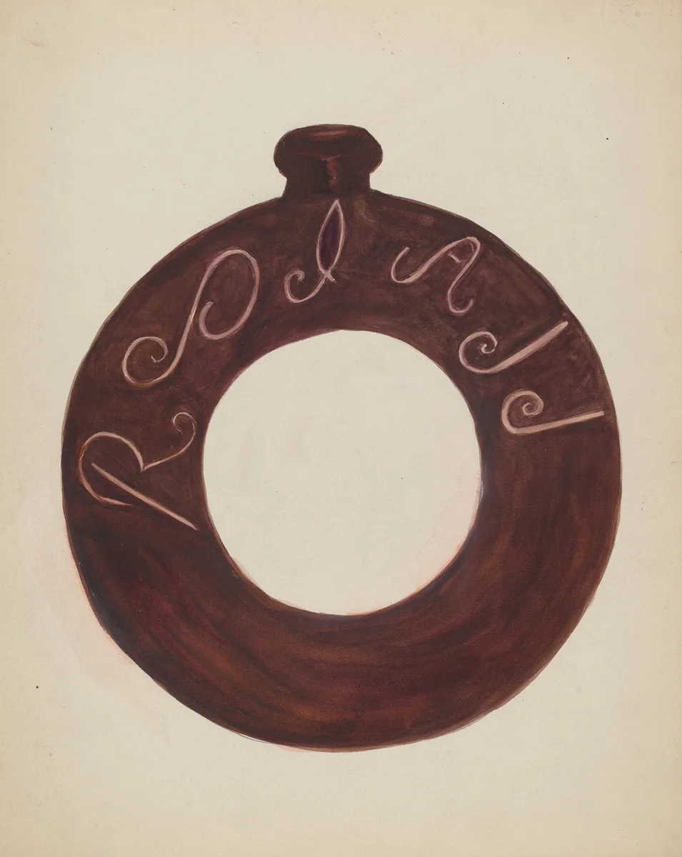 Pottery Bottle by Willoughby Ions, index of american design, 1936