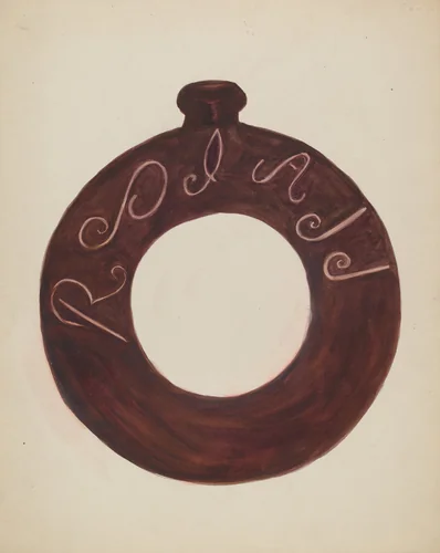Pottery Bottle by Willoughby Ions, index of american design, 1936