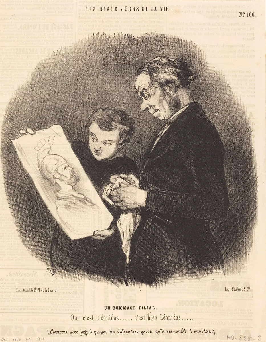 Un Hommage filial by Honoré Daumier, print, 1846
