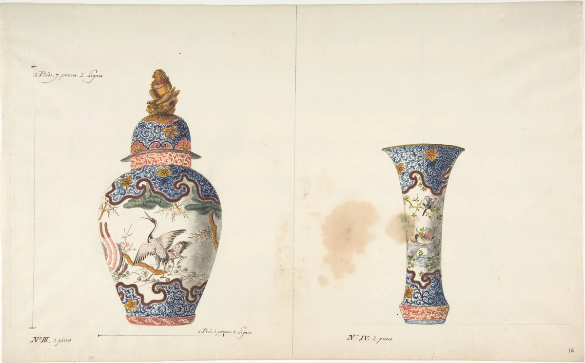Design for Two Vases by anonymous, drawing, 1765-1790