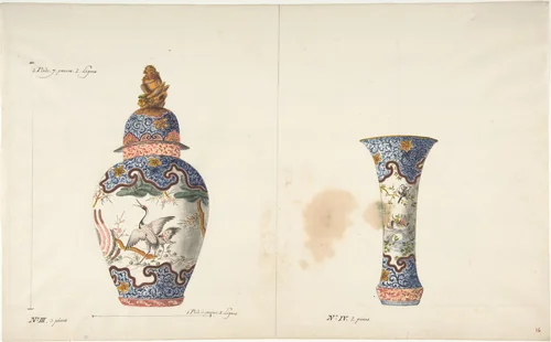 Design for Two Vases by anonymous, drawing, 1765-1790