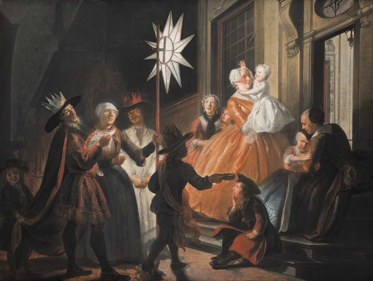 Singing Round the Star on Twelfth Night by Cornelis Troost, pastel