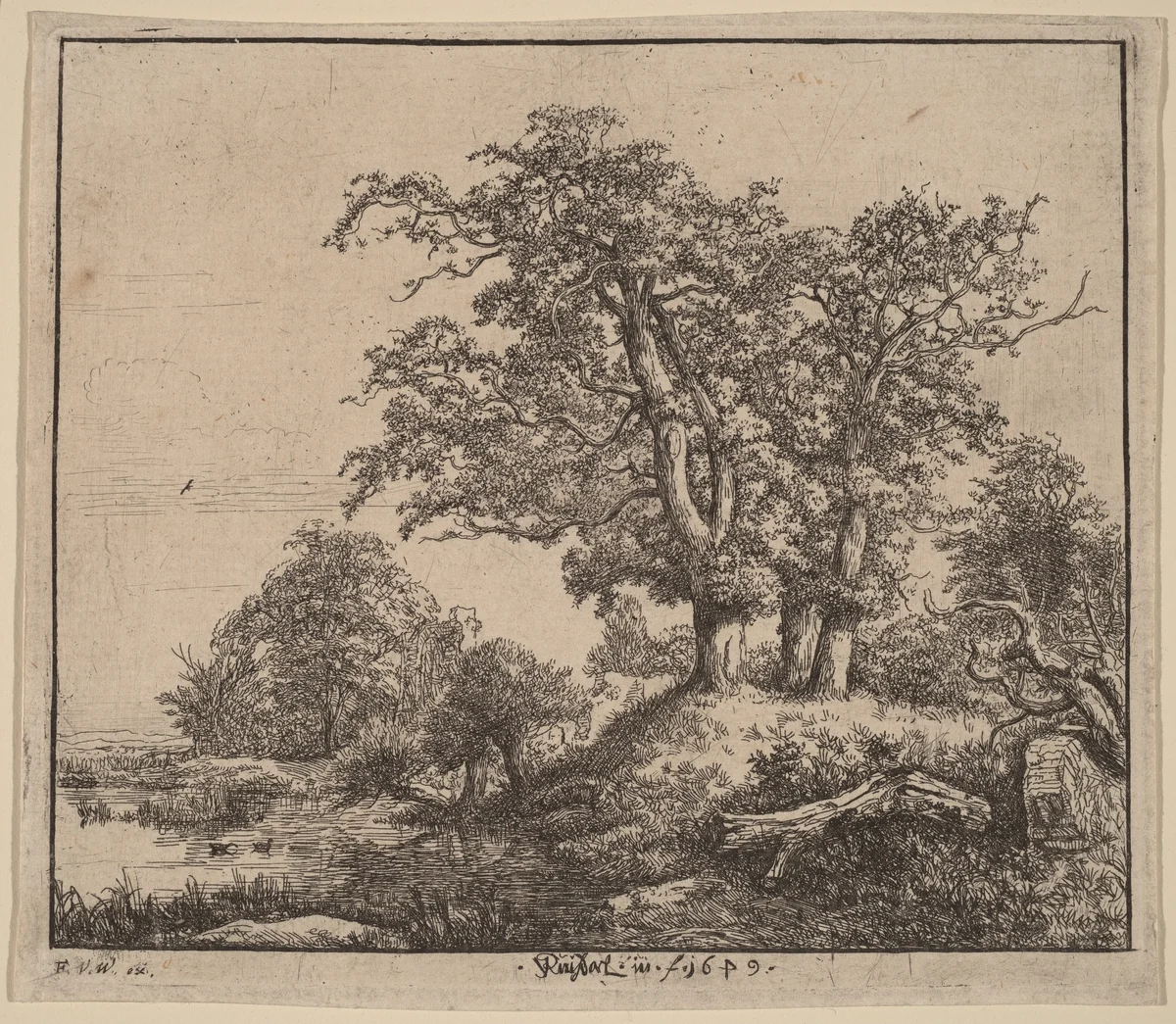 The Three Oaks by Jacob van Ruisdael; Frans van den Wyngaerde, print, 1649