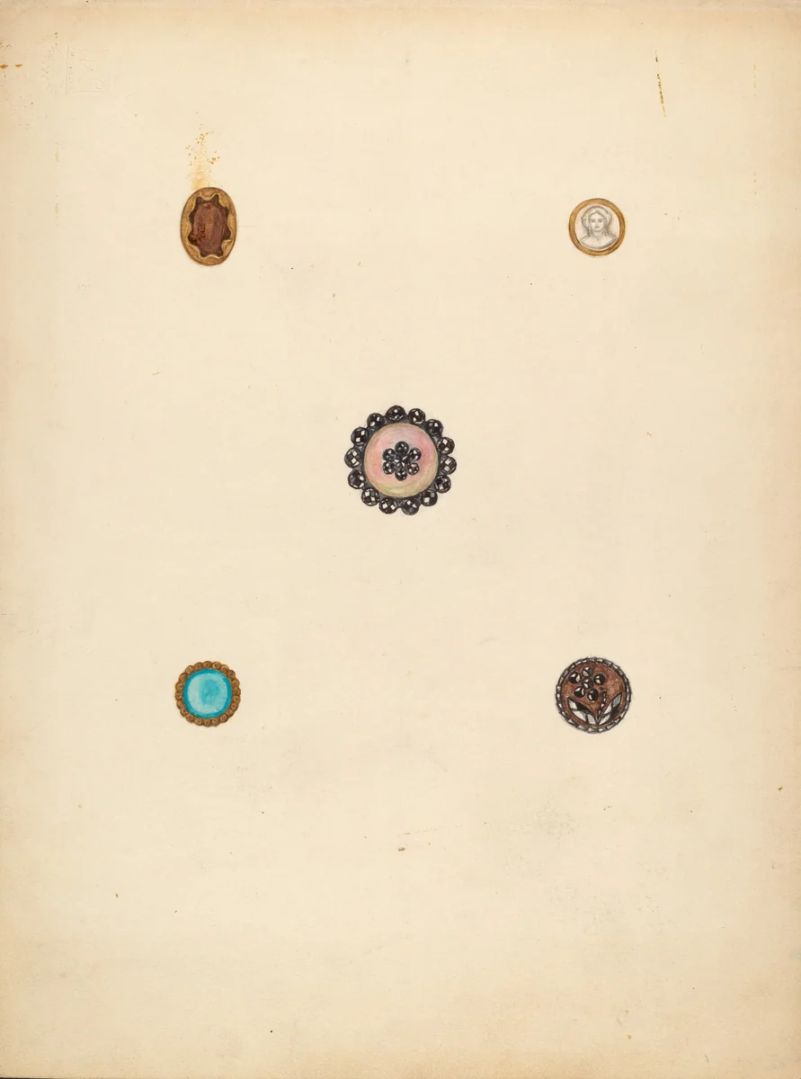 Buttons by Mary Fitzgerald, index of american design, 1940