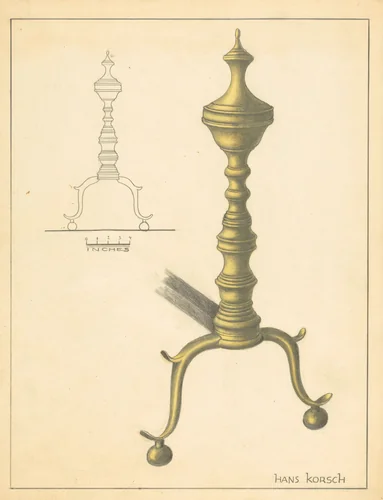 Andiron (one of pair) by Hans Korsch, index of american design, 1936