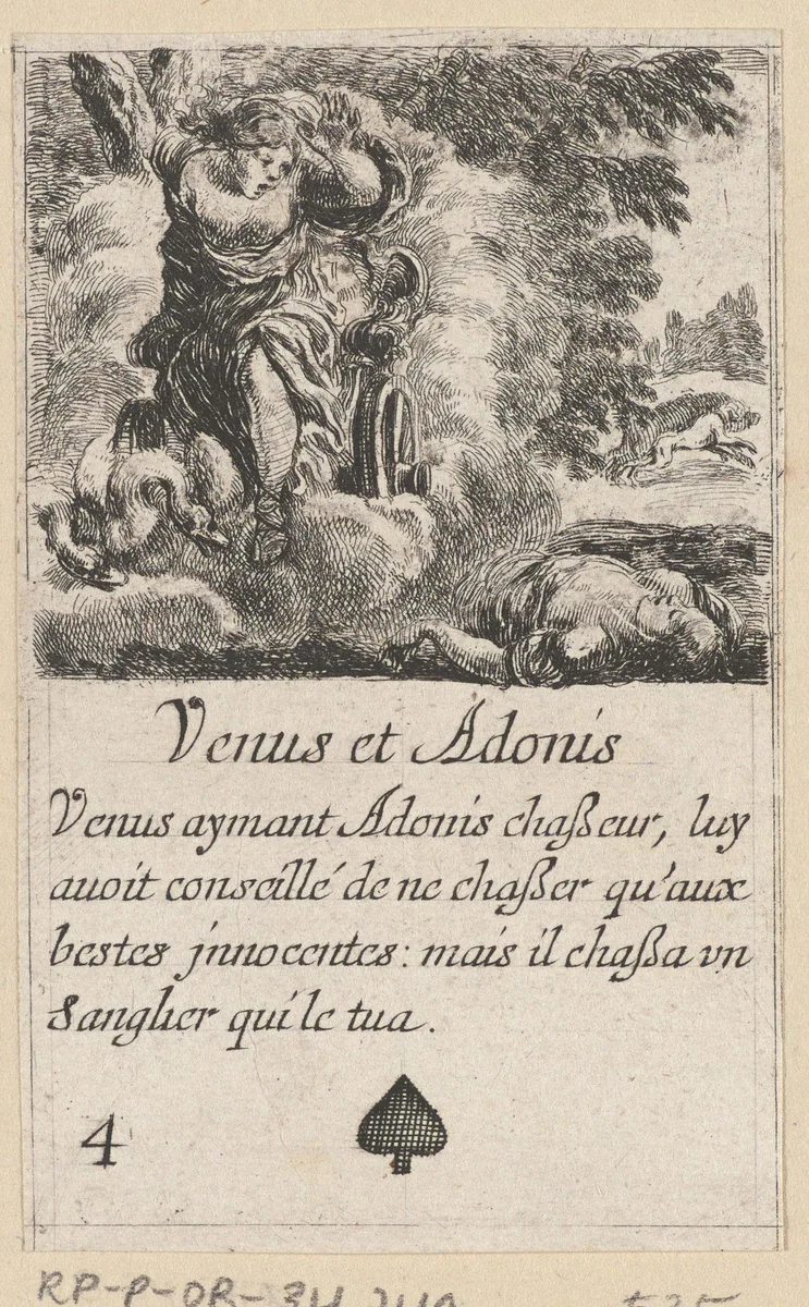 Venus and Adonis by Stefano della Bella, print, 1620-1664